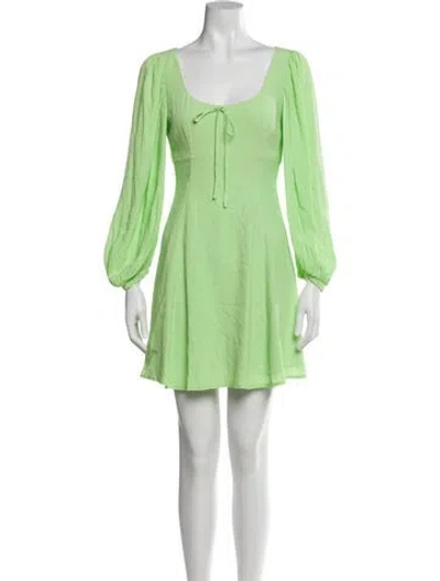 Pre-owned Staud Scoop Neck Mini Dress In Green