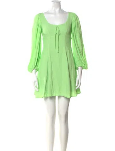 Pre-owned Staud Scoop Neck Mini Dress In Green