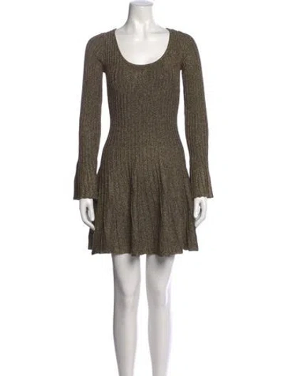 Pre-owned Staud Scoop Neck Mini Dress In Green