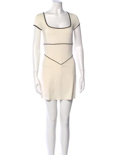Pre-owned Staud Scoop Neck Mini Dress In Neutral