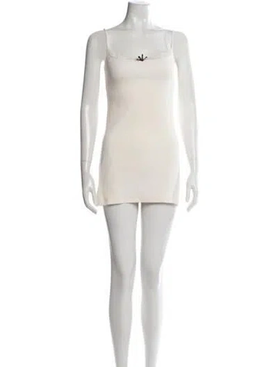 Pre-owned Staud Scoop Neck Mini Dress In Neutrals