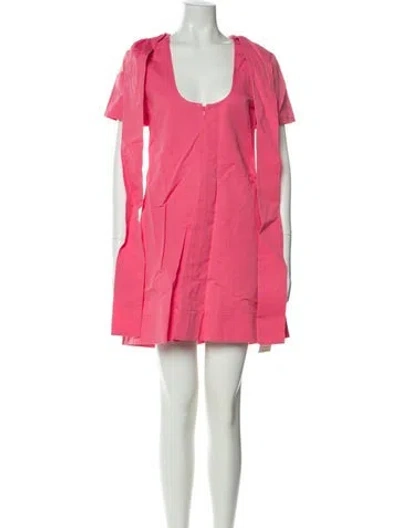 Pre-owned Staud Scoop Neck Mini Dress In Pink
