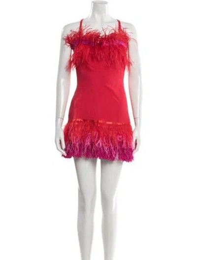 Pre-owned Staud Scoop Neck Mini Dress In Red