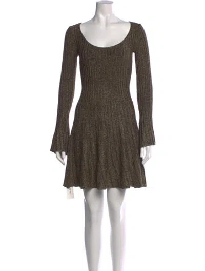 Pre-owned Staud Scoop Neck Mini Dress W/ Tags In Brown