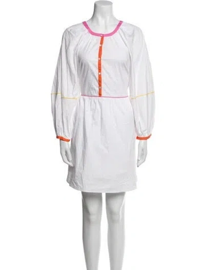Pre-owned Staud Scoop Neck Mini Dress In White