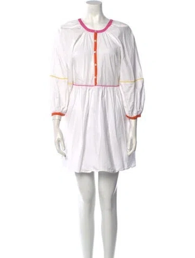 Pre-owned Staud Scoop Neck Mini Dress In White