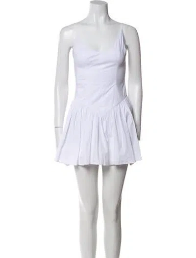 Pre-owned Staud Scoop Neck Mini Dress In White
