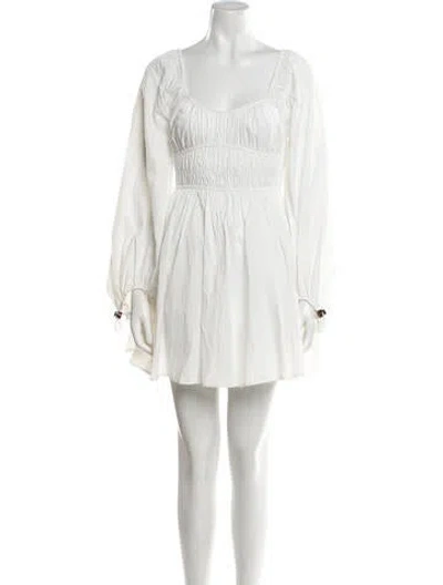 Pre-owned Staud Scoop Neck Mini Dress In White