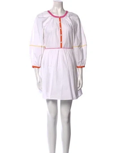 Pre-owned Staud Scoop Neck Mini Dress In White