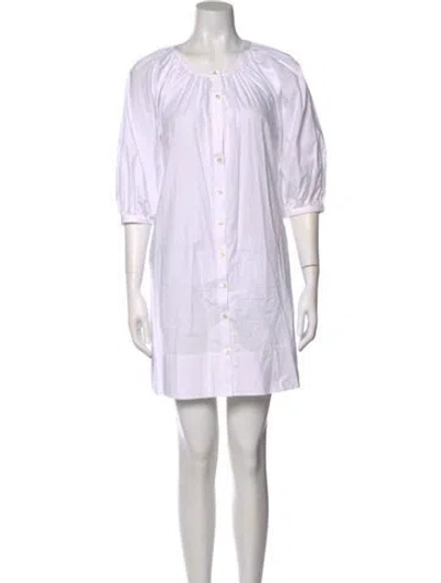 Pre-owned Staud Scoop Neck Mini Dress In White