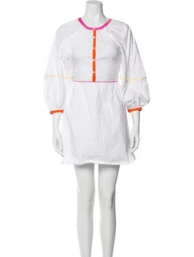 Pre-owned Staud Scoop Neck Mini Dress In White