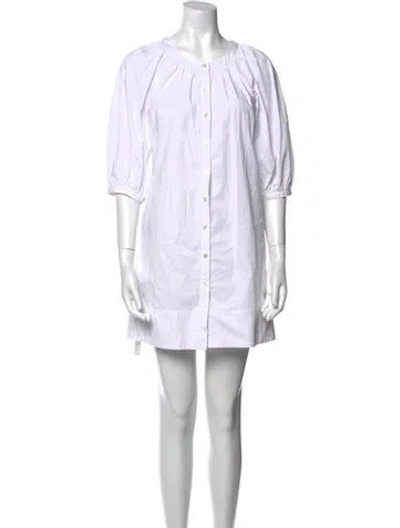 Pre-owned Staud Scoop Neck Mini Dress In White