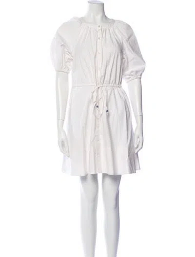 Pre-owned Staud Scoop Neck Mini Dress In White