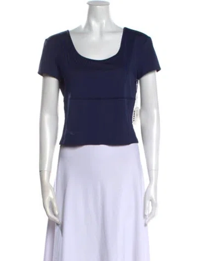 Pre-owned Staud Scoop Neck Short Sleeve Crop Top In Black