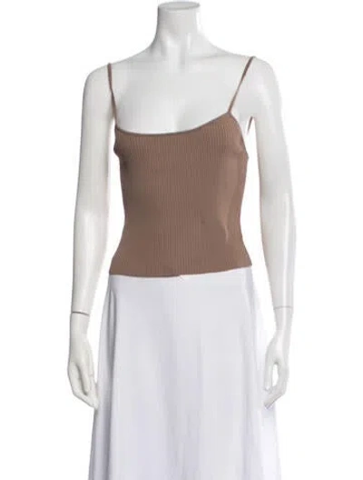 Pre-owned Staud Scoop Neck Sleeveless Crop Top In Blue