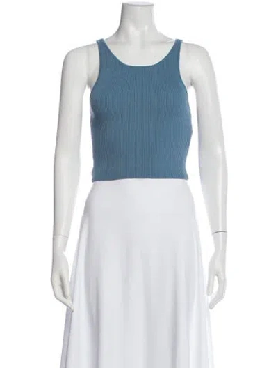Pre-owned Staud Scoop Neck Sleeveless Crop Top W/ Tags In Blue
