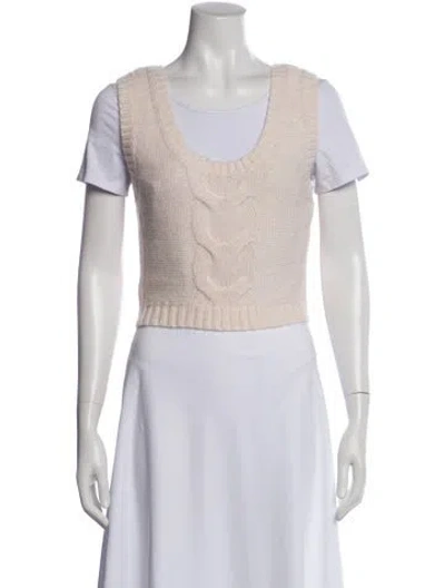 Pre-owned Staud Scoop Neck Sleeveless Crop Top W/ Tags In Neutral