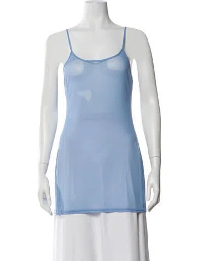 Pre-owned Staud Scoop Neck Sleeveless Top In Blue