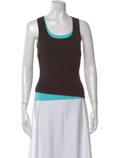 Pre-owned Staud Scoop Neck Sleeveless Top In Brown