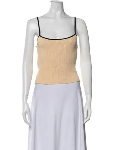 Pre-owned Staud Scoop Neck Sleeveless Top In Brown