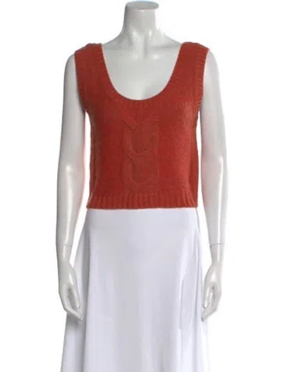 Pre-owned Staud Scoop Neck Sweater In Orange