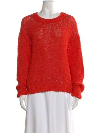 Pre-owned Staud Scoop Neck Sweater W/ Tags In Orange