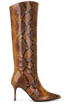 Staud Sebastian Snake-embossed Leather Knee-high Boots In Brown