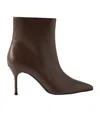 Staud Sebastian 80 Leather Ankle Boots In Brown