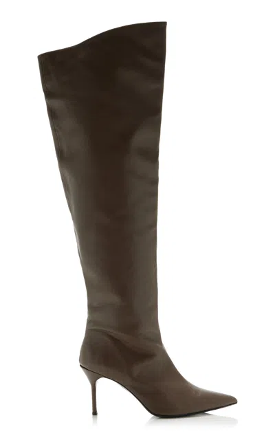 Staud Sebastian Leather Over-the-knee Boots In Green