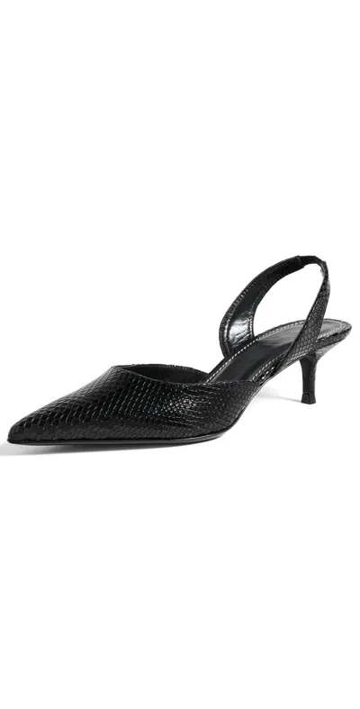 Staud Sebastian Snake-effect Leather Pumps In Black