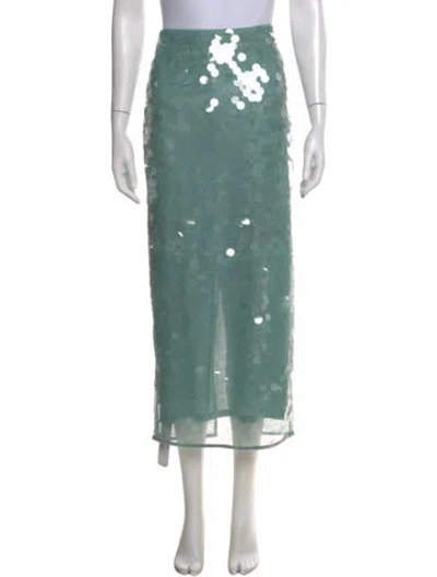 Pre-owned Staud Sequin Embellishments Midi Length Skirt In Green