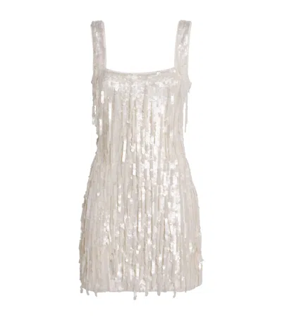 Staud Sequin Le Sable Mini Dress In White