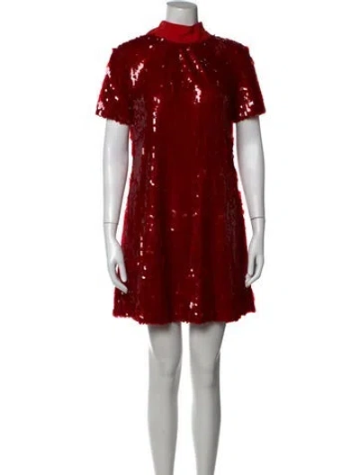 Pre-owned Staud Sequin Mini Dress In Red