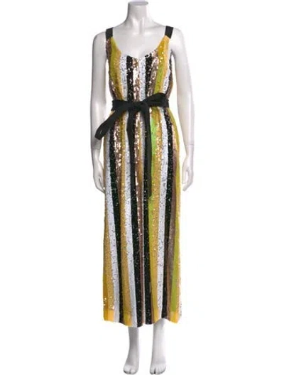 Pre-owned Staud Sequin Scoop Neck Jumpsuit In Black