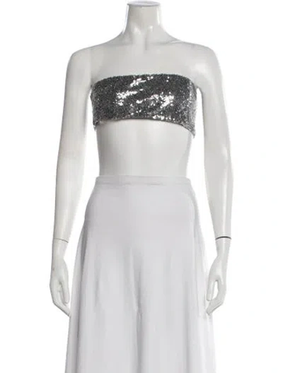 Pre-owned Staud Sequin Strapless Crop Top