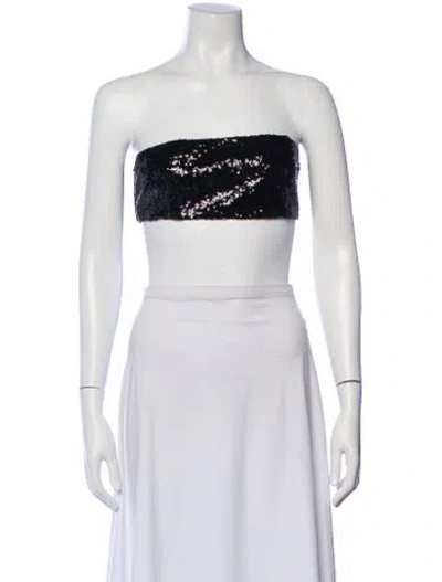 Pre-owned Staud Sequin Strapless Crop Top In Black
