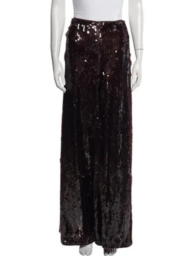 Pre-owned Staud Sequin Wide Leg Pants In Brown