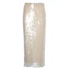 Staud Sequined Midi Skirt With Slim Fit In Neutral