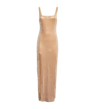 Staud Sequinned Le Sable Maxi Dress In Beige