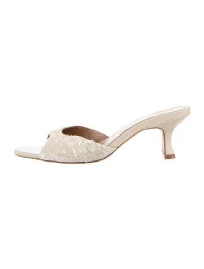 Pre-owned Staud Sequins Patterned Slides In Neutrals