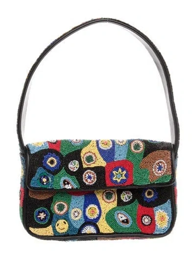 Pre-owned Staud Sequins Shoulder Bag In Blue
