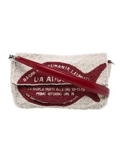 Pre-owned Staud Sequins Tommy Beaded Bag In Red