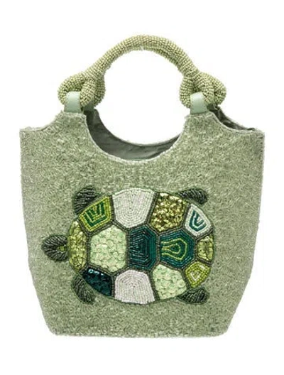 Pre-owned Staud Sequins Top Handle Bag In Green