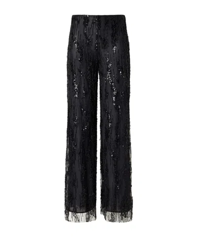 Staud Sequin-trimmed Organza Wide-leg Pants In Black