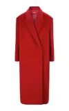 Staud Serge Oversized Wool Crepe Coat In Red