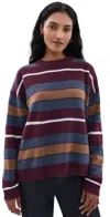 Staud Serrano Cashmere Relaxed Crew Sweater Monaco Stripe In Multi