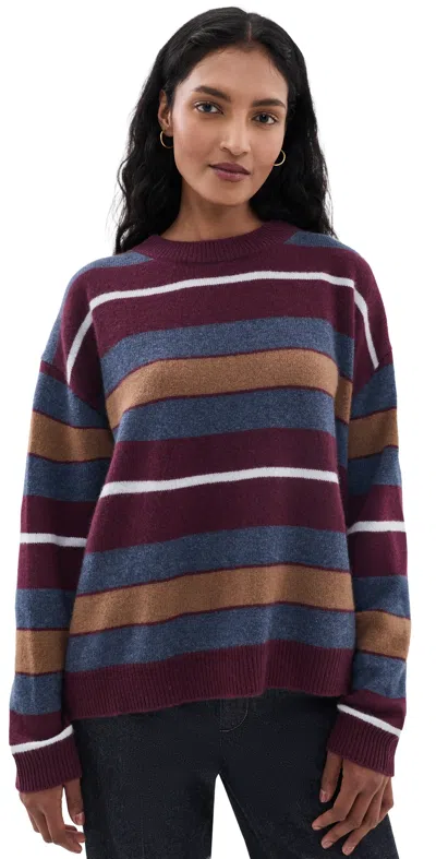 Staud Serrano Cashmere Relaxed Crew Sweater Monaco Stripe In Multi