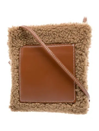 Pre-owned Staud Shearling Evening Bag W/ Tags In Brown
