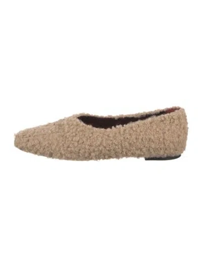 Pre-owned Staud Shearling Flats In Neutrals