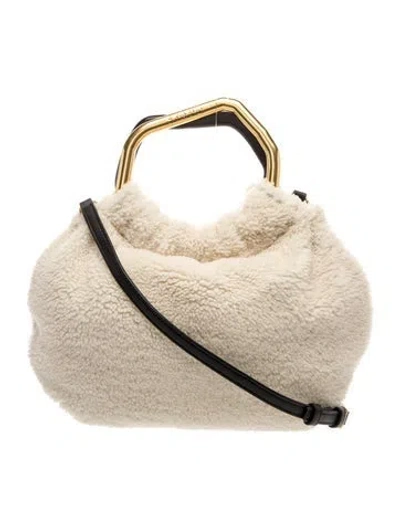 Pre-owned Staud Shearling Hobo In Neutral